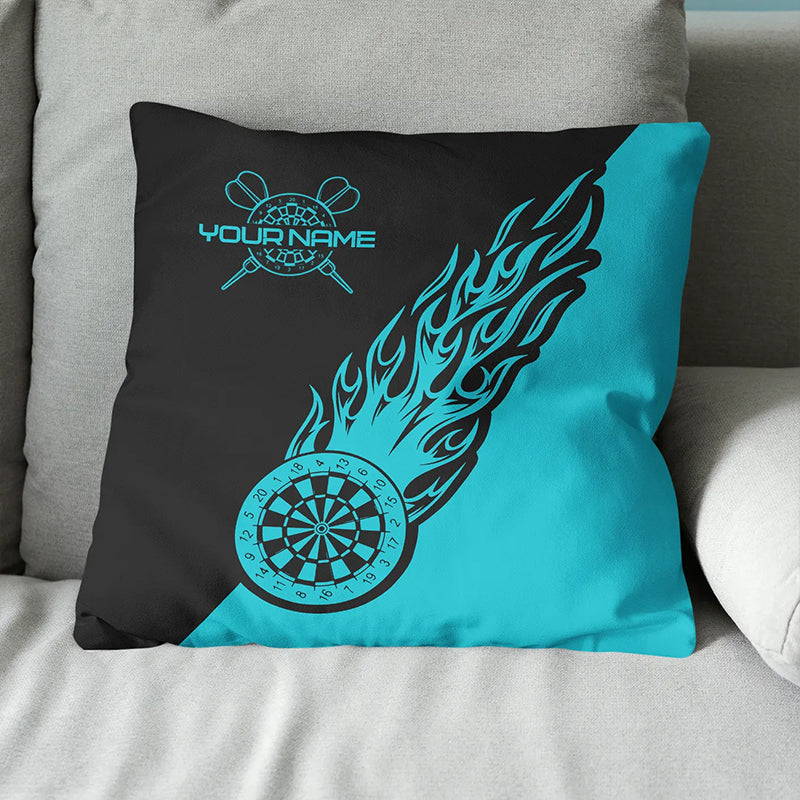 Turquoise Darts Flame Custom Throw Pillow Personalized Cool Darts Gifts LDT1098