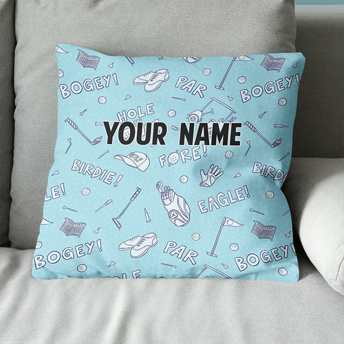Blue Funny Golf Elements Custom Throw Pillow Personalized Golf Gifts LDT1142