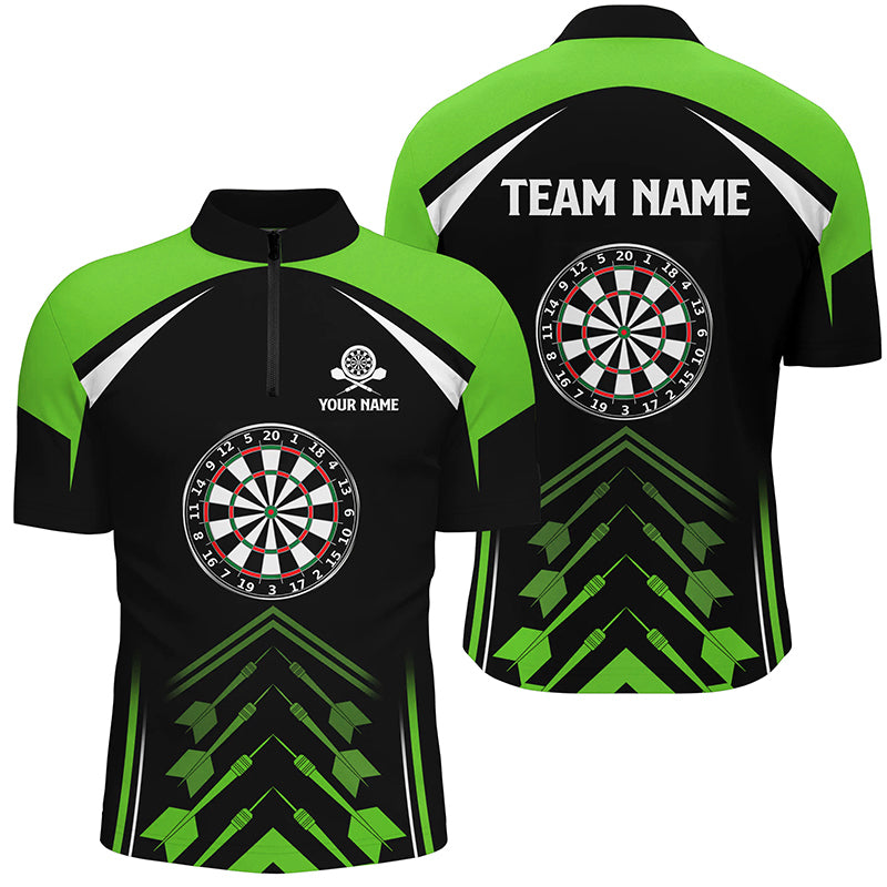 Personalized Green Black Darts Quarter Zip Shirt Custom Darts Shirt For Men Dart Jerseys LDT1465