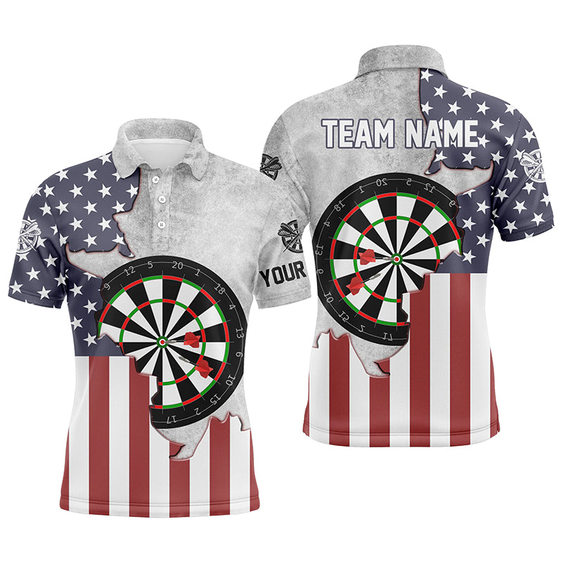 Ripped American Flag Mens Darts Polo Shirt Custom Patriotic Darts Shirt For Men Dart Jersey LDT0352