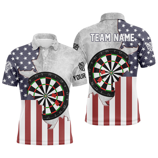 Ripped American Flag Mens Darts Polo Shirt Custom Patriotic Darts Shirt For Men Dart Jersey LDT0352