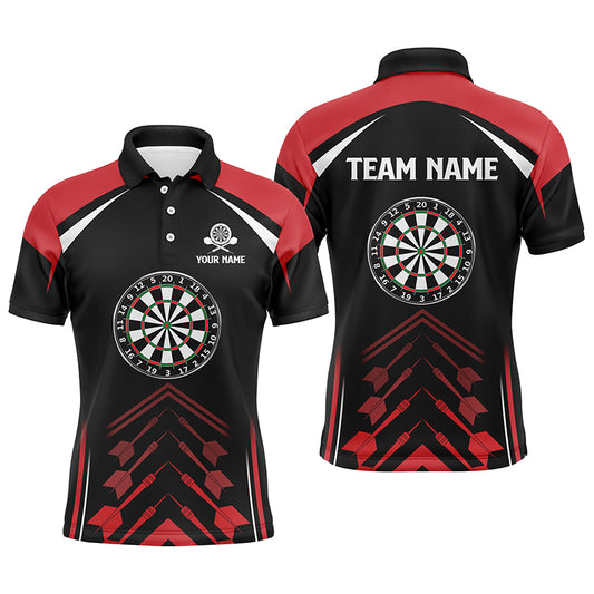 Personalized Mens Love Darts Red Black Polo Shirt Custom Cool Dart Jersey For Men LDT0354