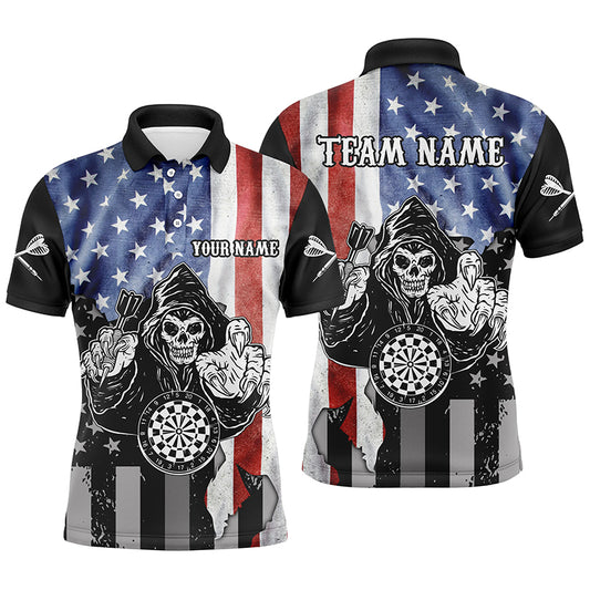 Personalized Vintage American Flag Mens Darts Polo Shirt Skull Darts Jersey For Men LDT0667
