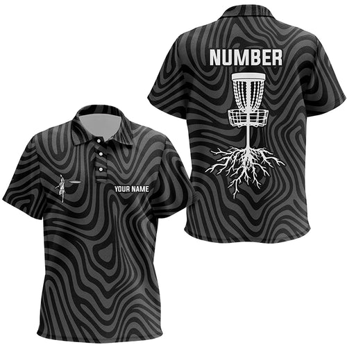 Personalized Black Grey Disc Golf Kids Polo Shirt Custom Cool Disc Golf Shirts For Kid Golf Outfit LDT0932
