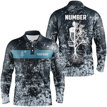 Load image into Gallery viewer, Customized Navy Camo Grunge Retro Disc Golf Polo Shirt Mens Disc Golf Tops Cool Golf Gifts For Men LDT0933