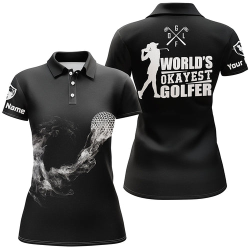 Black And White Womens Golf Polo Shirts, Custom Name Golf Shirts For Ladies, Cool Golf Gifts LDT0144