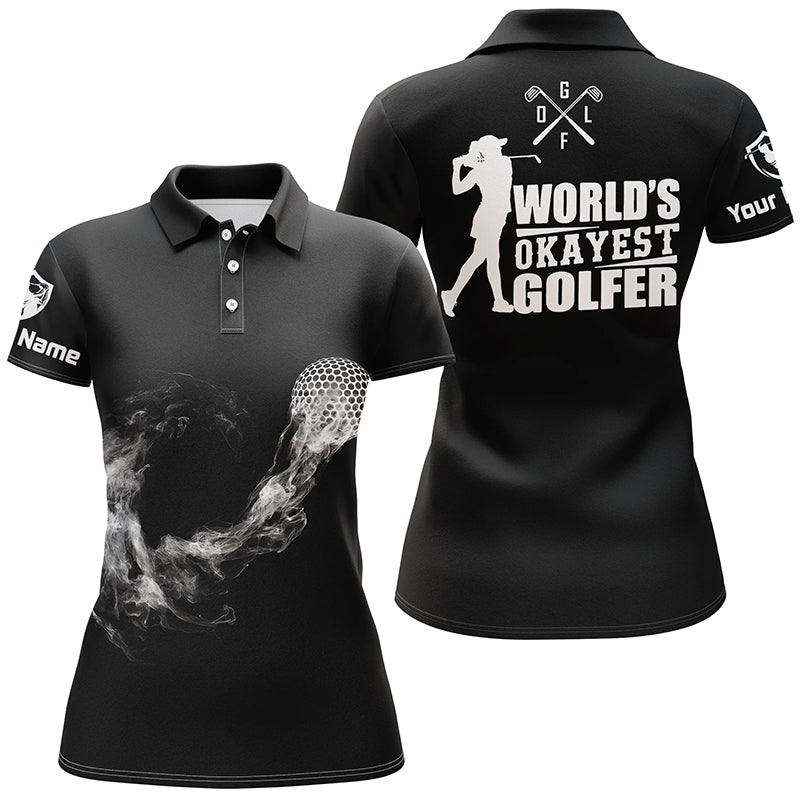 Black And White Womens Golf Polo Shirts, Custom Name Golf Shirts For Ladies, Cool Golf Gifts LDT0144