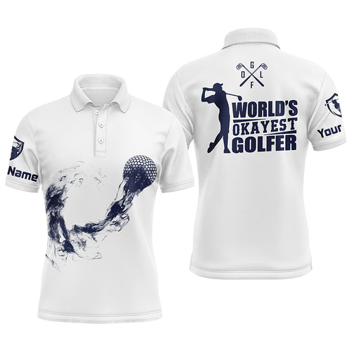 Navy And White Mens Golf Polo Shirts, Personalized Golf Shirts For Men, Cool Golf Gifts LDT0151