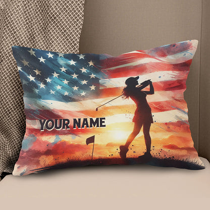 Watercolor Usa Flag Custom Golf Pillow Personalized Patriotic Golf Gifts LDT1175