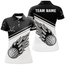 Load image into Gallery viewer, Black White Flame Personalized Golf Polo Shirt Custom Golf Shirts For Women Cool Golf Gifts LDT0715