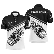 Load image into Gallery viewer, Black White Flame Personalized Golf Mens Polo Shirt Custom Golf Shirts For Men Cool Golf Gifts LDT0715