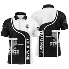 Load image into Gallery viewer, Personalized Disc Golf Basket Black White Mens Polo Shirt Custom Disc Golf Shirts For Men LDT0721