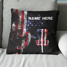Load image into Gallery viewer, Smoky American Flag Patriotic Disc Golf Pillow Customized Disc Golf Gift LDT1180