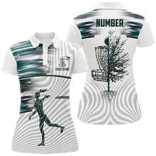 Load image into Gallery viewer, Green White Womens Disc Golf Polo Shirts Custom Disc Golf Basket Tops For Women Golfing Gifts LDT1371