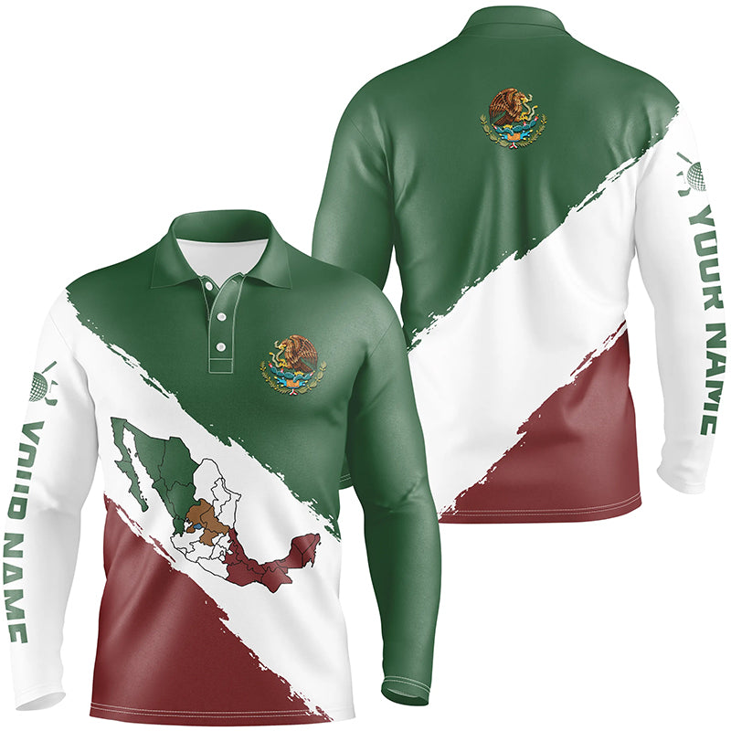 Mexico Map Mens Golf Polo Shirts Patriotic Mexican Flag Golf Shirts For Men Best Golf Gifts LDT0431
