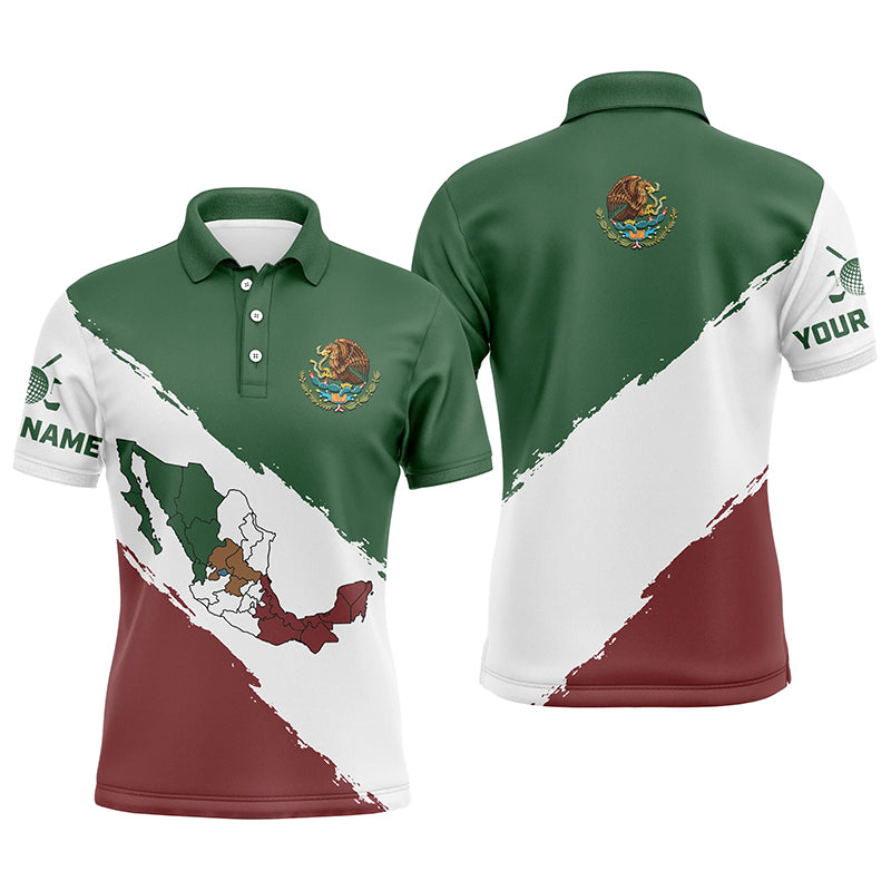 Mexico Map Mens Golf Polo Shirts Patriotic Mexican Flag Golf Shirts For Men Best Golf Gifts LDT0431