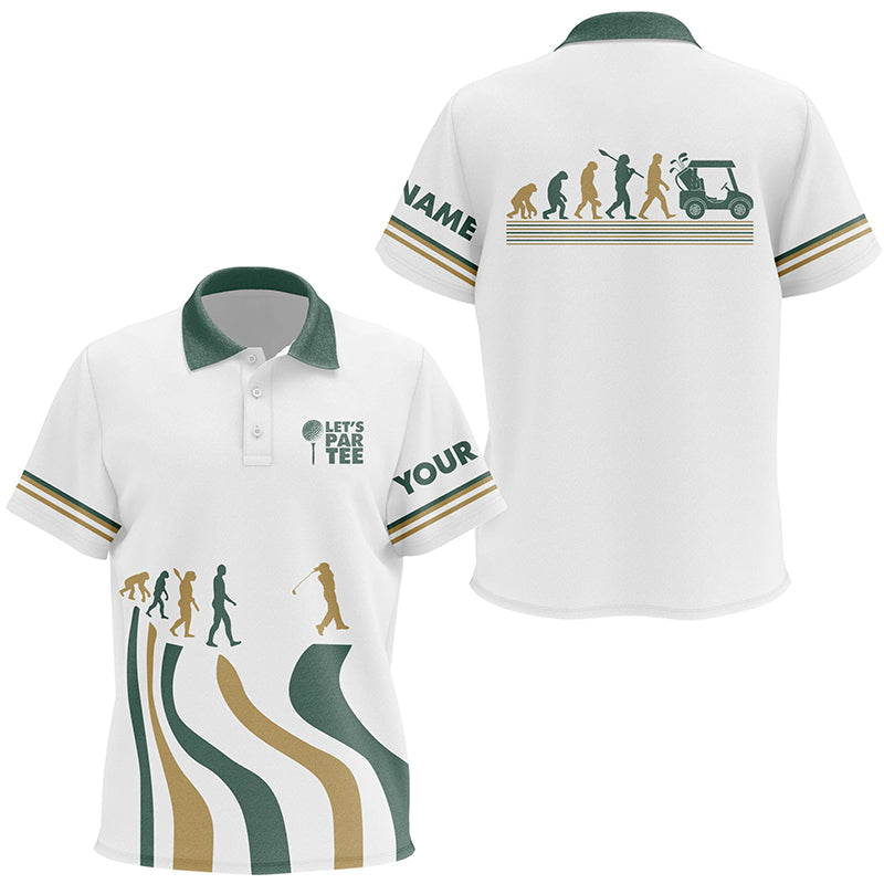 Evolution Of The Golf White Kids Polo Shirt Lets Par Tee Custom Golf Shirts For Kid Golf Gifts LDT0425
