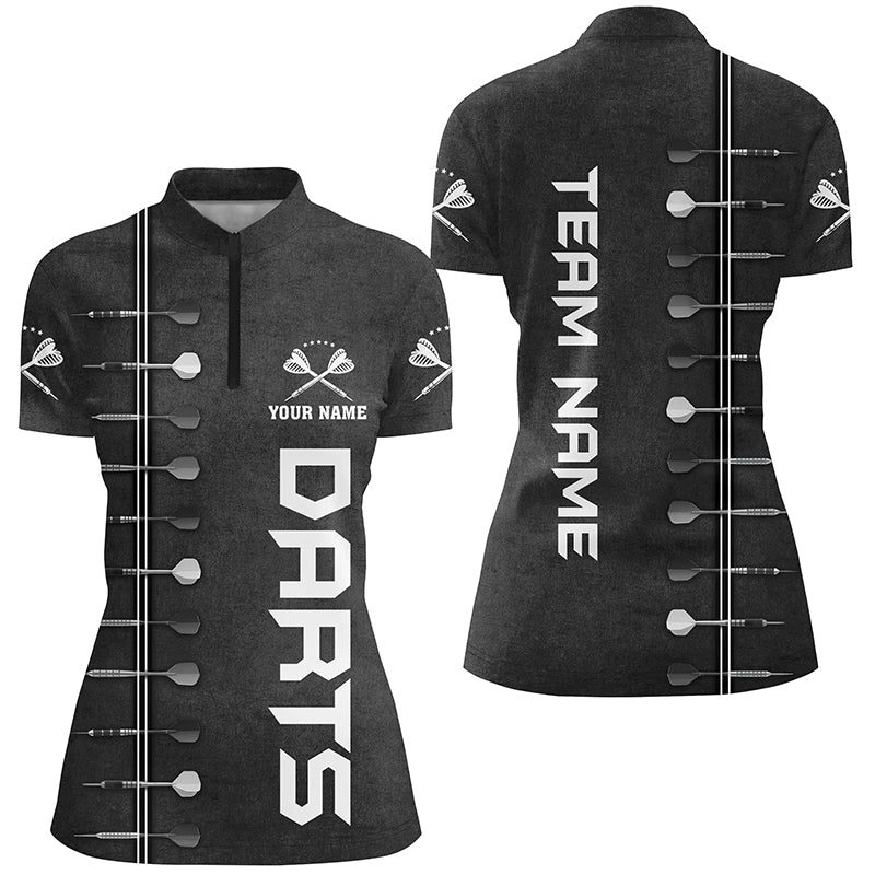 Personalized Darts Quarter-Zip Shirt 3D Printed Black White Custom Dart Jerseys For Women LDT0977