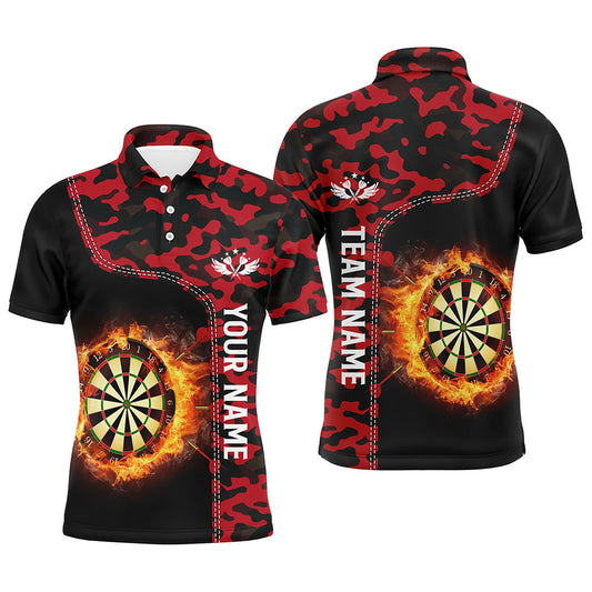 Red Camo Flame Darts Board Mens Polo Shirt Custom Darts Shirt For Men Dart Jerseys LDT1237