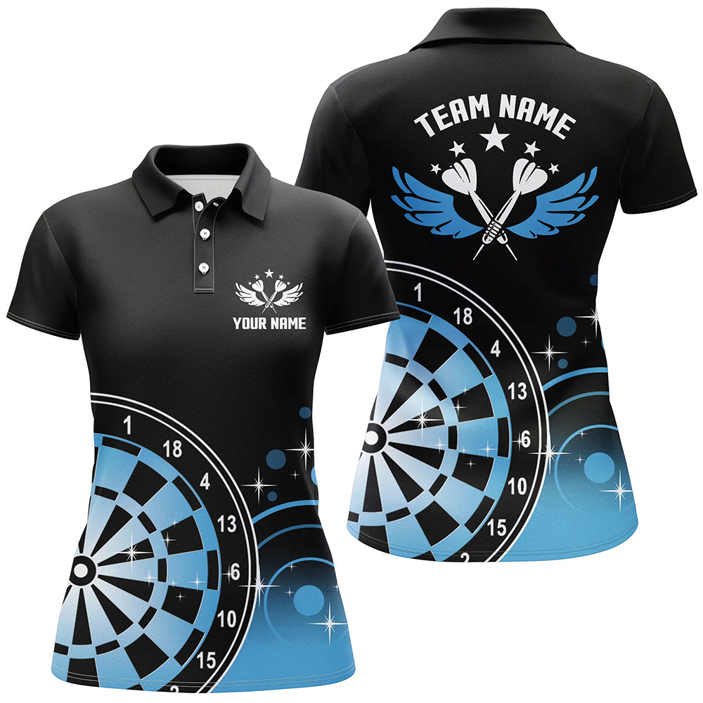 Personalized Darts Wings Black Blue Polo Shirts Custom Womens Darts Shirt Dart Jerseys LDT1242