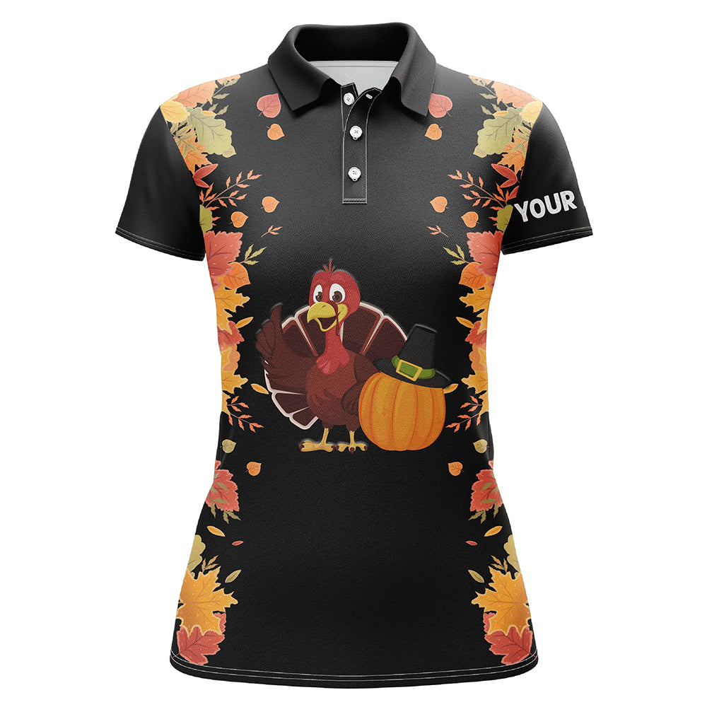 Turkey Thanksgiving Funny Golf Tops Autumn Leaves Customized Golf Shirts For Women Golf Gifts LDT0882