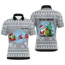 Load image into Gallery viewer, Grey Christmas Mens Golf Polo Shirts With Reindeer &amp; Santa Custom Golf Tops For Men Golfing Gifts LDT0582