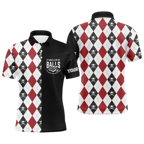 It Takes A Lot Of Balls Mens Skull Argyle Golf Polo Shirt Golf Shirts For Men Golfing Gifts LDT0608