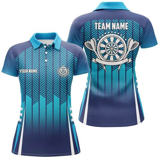 Personalized Sport Style Blue Gradient Women Darts Polo Shirt Cool Darts Jersey For Women LDT0912