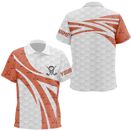 White Orange Skull Golf Pattern Kids Polo Shirt Custom Golf Shirts For Kid Cool Golf Gifts LDT0401