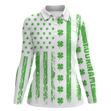 Load image into Gallery viewer, St Patrick&#39;s Day American Flag Womens Golf Polos Green Clover Patriotic Golf Tops For Women LDT1356