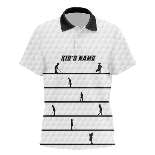 Personalized Black White Golfer Kids Polo Shirts Custom Cool Golf Shirts For Kid White Golf Pattern LDT0953