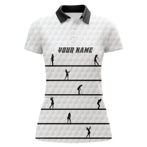 Personalized Black White Golfer Polo Shirt Custom Cool Golf Tops For Women White Golf Pattern LDT0953