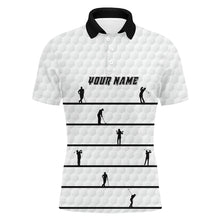 Load image into Gallery viewer, Personalized Black White Golfer Mens Polo Shirts Custom Cool Golf Shirts For Men White Golf Pattern LDT0953
