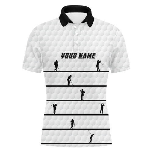Personalized Black White Golfer Mens Polo Shirts Custom Cool Golf Shirts For Men White Golf Pattern LDT0953