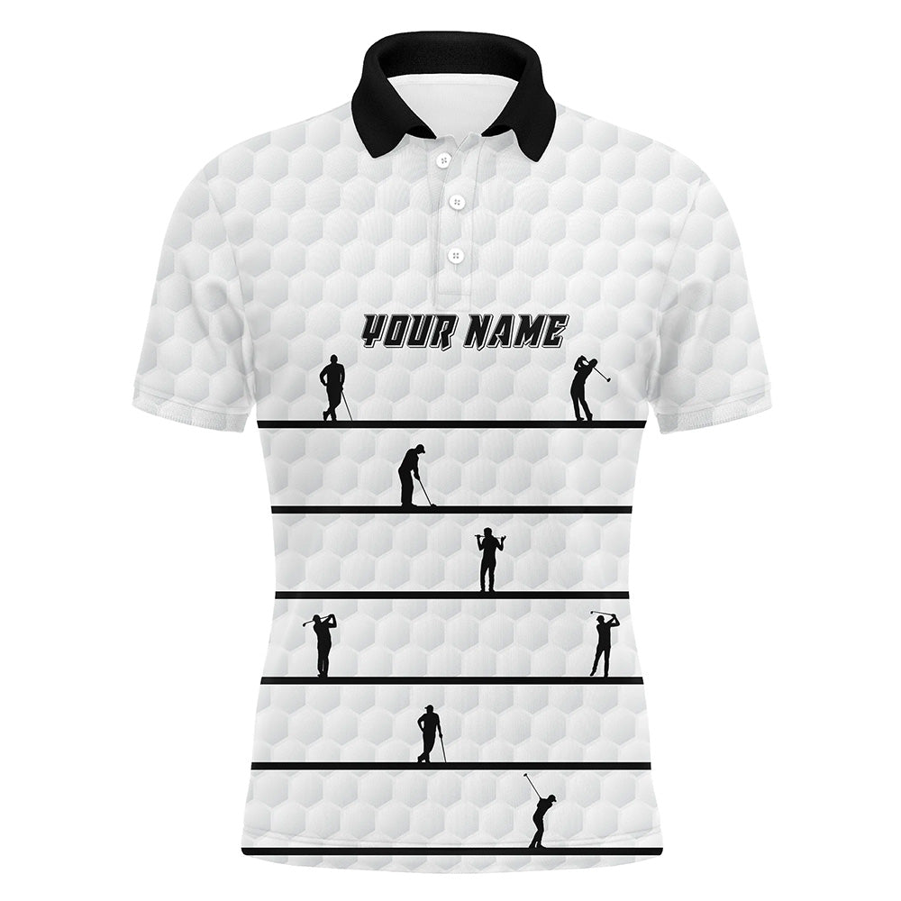 Personalized Black White Golfer Mens Polo Shirts Custom Cool Golf Shirts For Men White Golf Pattern LDT0953