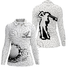 Load image into Gallery viewer, Golf Breaker Womens Polo Shirt, Custom Black And White Golf Shirts For Women, Cool Golf Gifts LDT0176