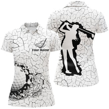 Load image into Gallery viewer, Golf Breaker Womens Polo Shirt, Custom Black And White Golf Shirts For Women, Cool Golf Gifts LDT0176