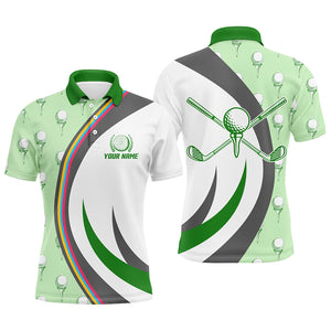 Golf Ball On Tee Green Mens Polo Shirts Custom Golf Elements Cool Golf Shirts For Men Golf Gifts LDT0446