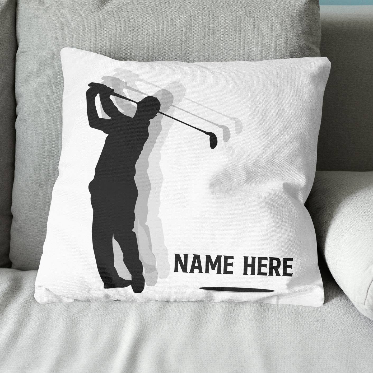 Silhouette Swing Golfer Custom Throw Pillow Personalized Golfing Gifts LDT1211