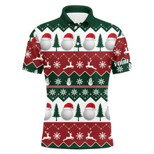 Load image into Gallery viewer, Golf Santa Christmas Tree Snow Mens Polo Shirt Customized Christmas Golf Gifts For Men LDT0459