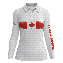 Load image into Gallery viewer, Retro Canadian Flag Golf Polo Shirt Custom White Golf Pattern Patriotic Golf Shirts For Women LDT0468