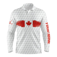 Load image into Gallery viewer, Retro Canadian Flag Mens Golf Polo Shirts Custom White Golf Pattern Patriotic Golf Shirts For Men LDT0468