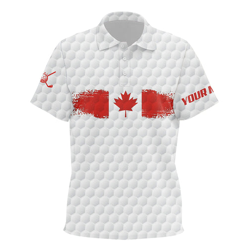Retro Canadian Flag Kids Golf Polo Shirts Custom White Golf Pattern Patriotic Unisex Golf Shirts For Kid LDT0468
