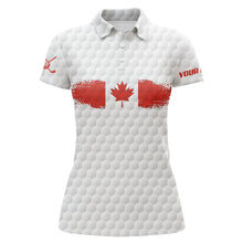 Load image into Gallery viewer, Retro Canadian Flag Golf Polo Shirt Custom White Golf Pattern Patriotic Golf Shirts For Women LDT0468