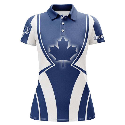 Blue Canada Maple Leaf Womens Golf Shirt Customized Patriotic Golf Tops For Women Golf Gifts LDT1000