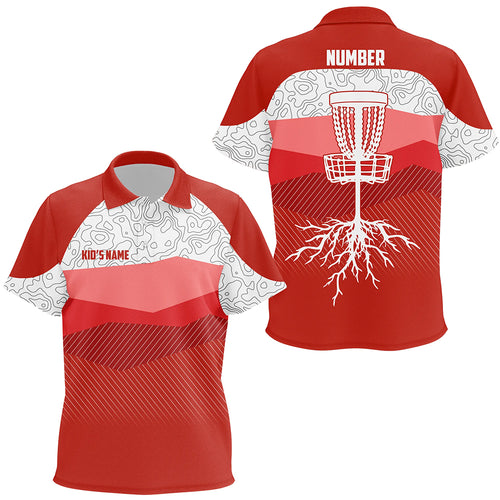 Red Mountains Golf Course Kids Disc Polo Shirt Custom Disc Golf Shirts For Kid Cool Golf Gifts LDT0788
