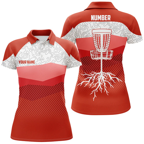 Red Mountains Golf Course Disc Polo Shirt Custom Disc Golf Shirts For Women Cool Golf Gifts LDT0788