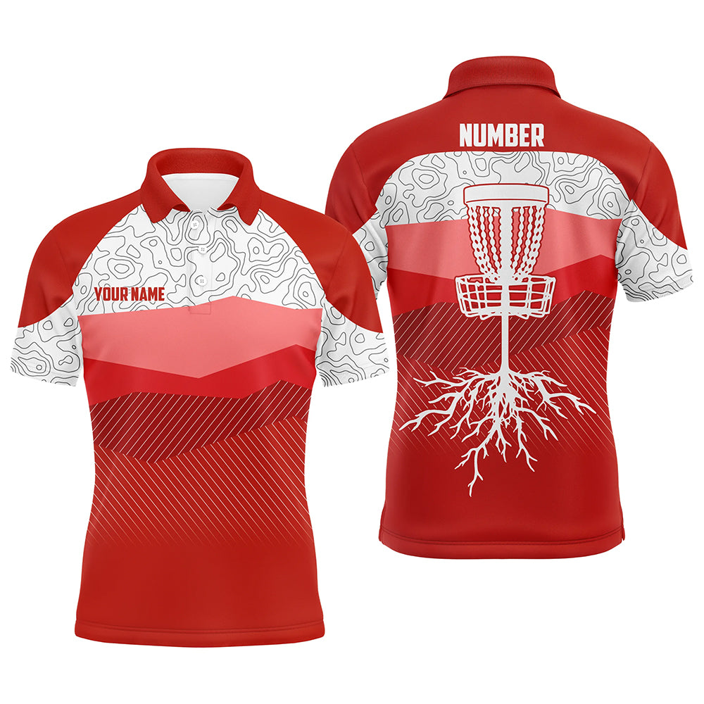 Red Mountains Golf Course Mens Disc Polo Shirt Custom Disc Golf Shirts For Men Cool Golf Gifts LDT0788