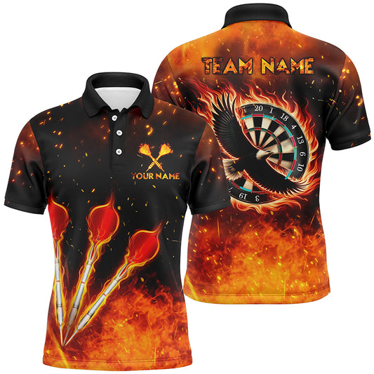 Orange Fire Flame Eagle Mens Darts Polo Shirt Custom Darts Shirt For Men Dart Jerseys LDT1441