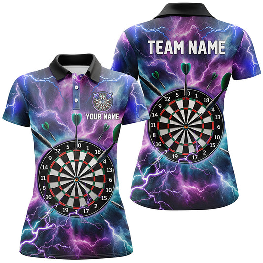 Purple Thunder Lightning Womens Darts Polo Shirt Custom Darts Shirt For Women Dart Jerseys LDT1443